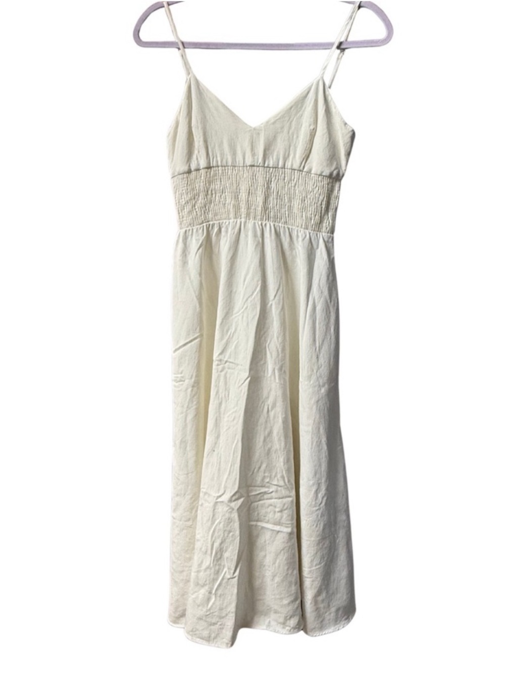 Zara Cream V-Neck Spaghetti-Strap Midi Dress - Picture 3 of 3
